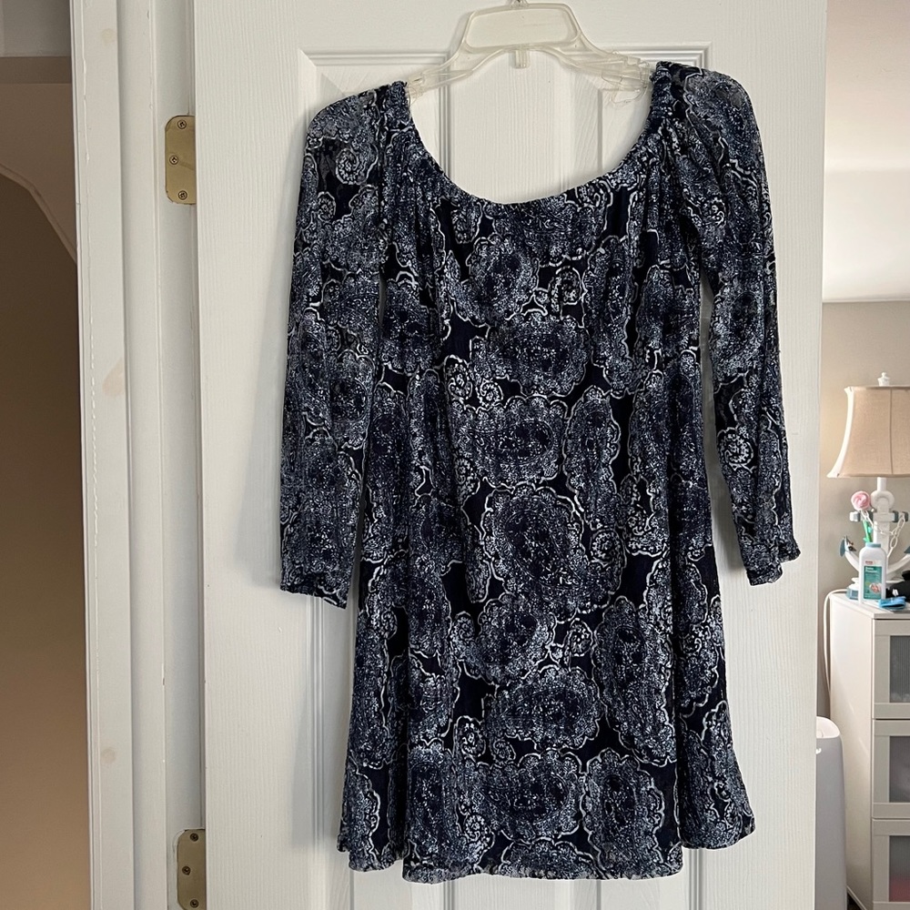 Trick Long Sleeve Blue Dress